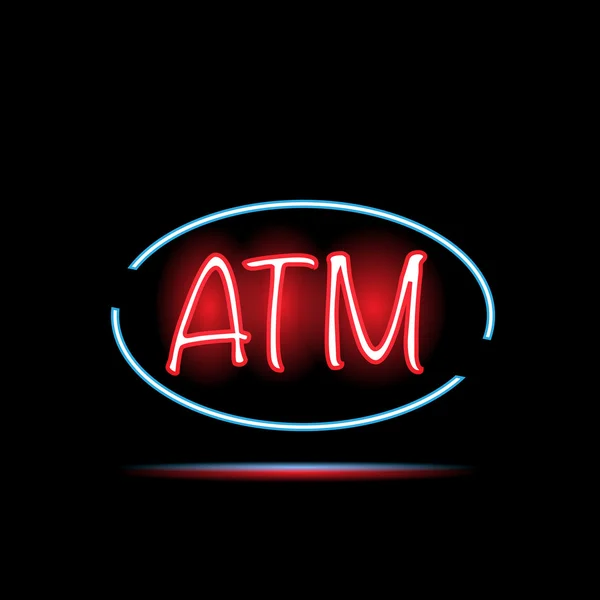 Sinal de néon ATM — Vetor de Stock
