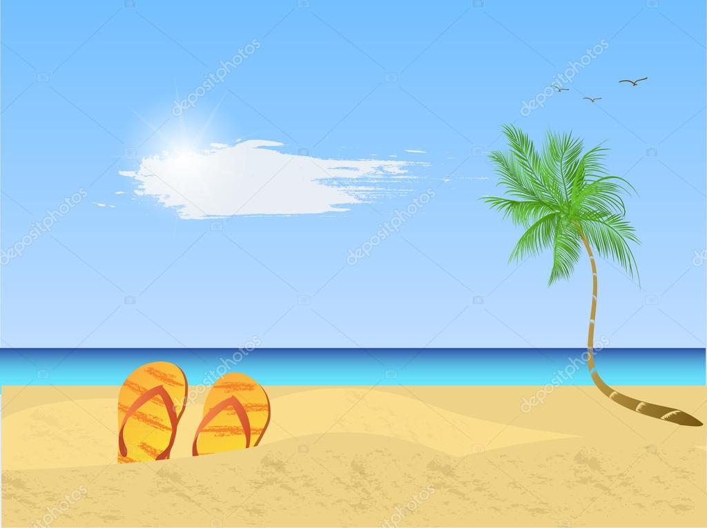 Simple beach scene | Beach Scene Illustration — Stock Vector © nmarques74  #70132167