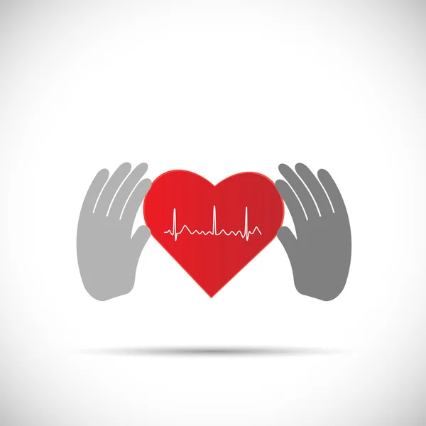 Hands Holding Heart — Stock Vector