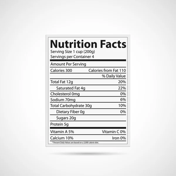 Ilustración de etiquetas nutritonales — Vector de stock