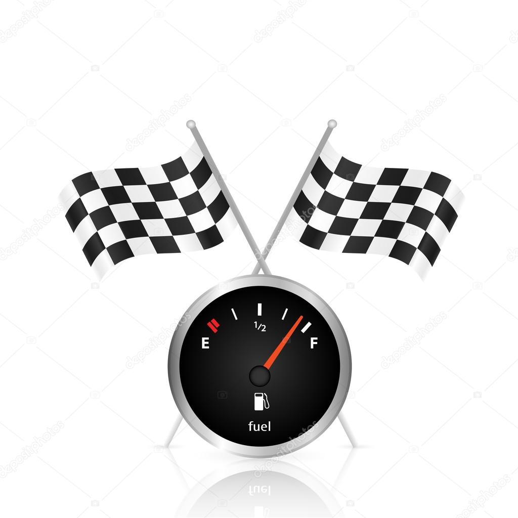 Gas Gage and Checker Flag Illustration