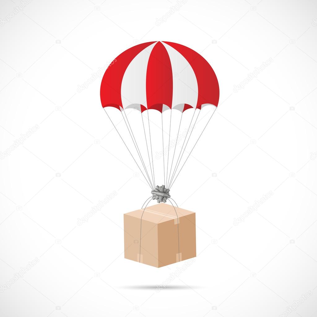Parachute and Box Illustration