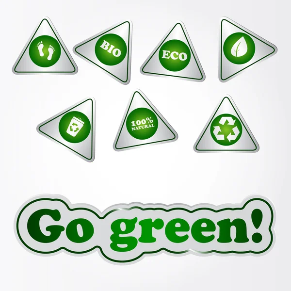 Reciclar pegatinas verdes — Vector de stock