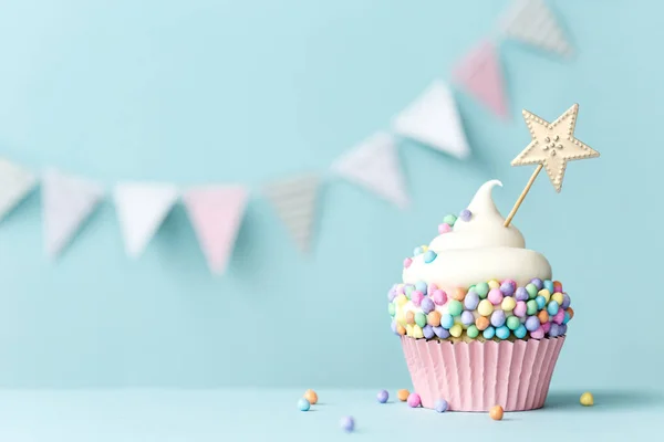 Pastello Celebrazione Cupcake Una Festa Compleanno — Foto Stock