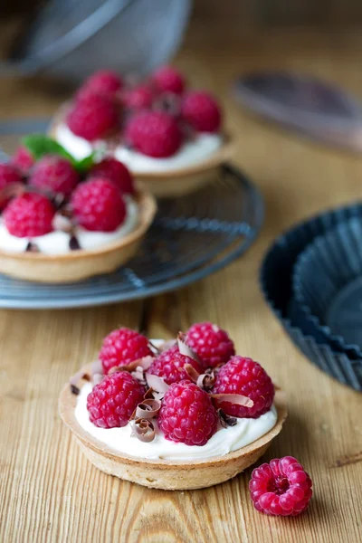 Individual raspberry tarts — Stock Photo, Image