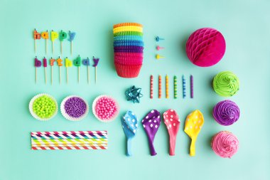 Collection of birthday party objects  clipart