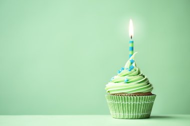 Green birthday cupcake clipart