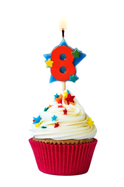 Nummer acht cupcake — Stockfoto