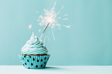 Cupcake with sparkler clipart