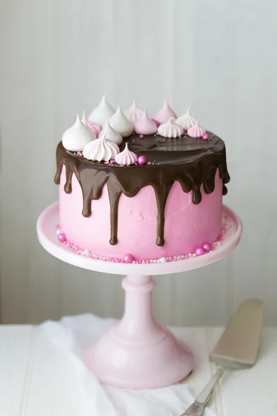 Chocolate meringue cake — Stock Photo, Image