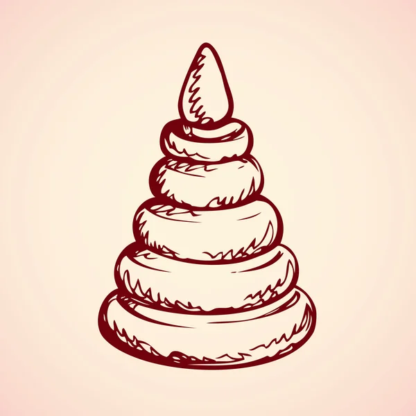 Pyramide de jouets des anneaux. Dessin vectoriel — Image vectorielle