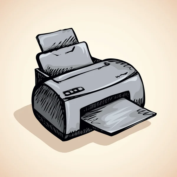 Impresora. Dibujo vectorial — Vector de stock