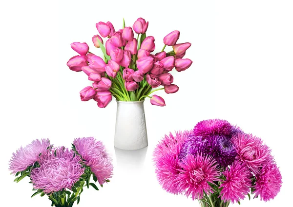 Bouquet di tulipani rossi in vaso bianco — Foto Stock