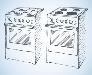 Gas and boiling tables. Vector drawing clipart