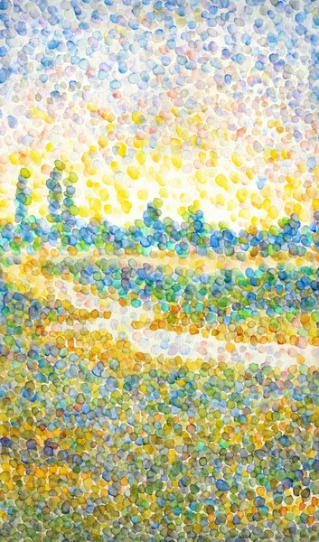 Watercolor landscape in style of pointillism — Stock Photo, Image