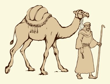 Arap yüklü deve ile. Vektör çizim