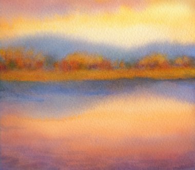 suluboya manzara. gün batımı göl üzerinde