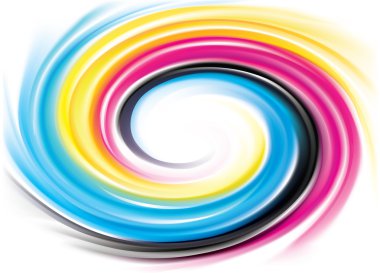Vektör girdap arka planını temel renkleri yazdırma işlemi: Cmyk