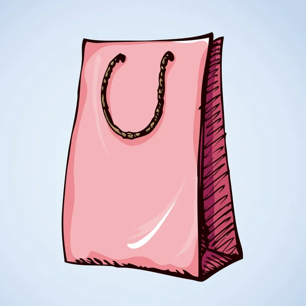 Papieren tas met handgrepen. Vector tekening — Stockvector