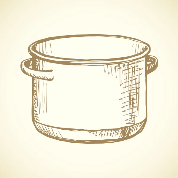 Vieille casserole. Dessin vectoriel — Image vectorielle