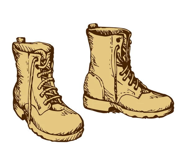 Military boots. Vector drawing — Stock Vector