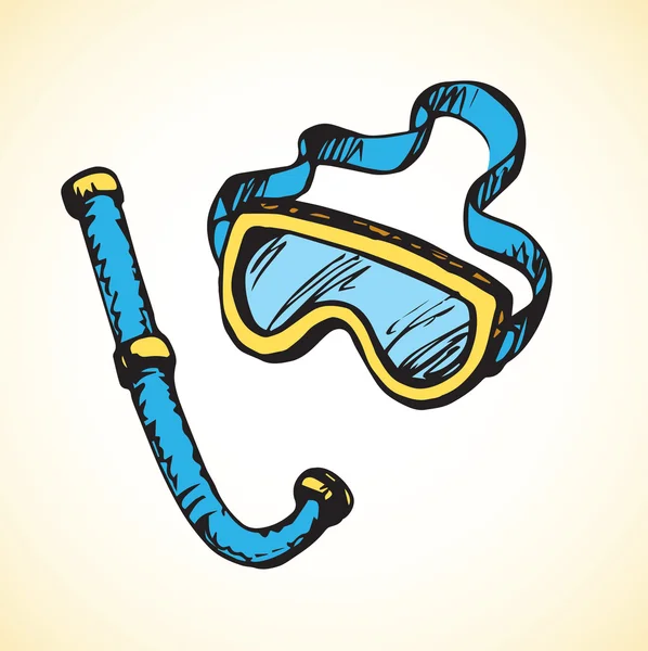 Snorkeling subacqueo e occhiali. Disegno vettoriale — Vettoriale Stock