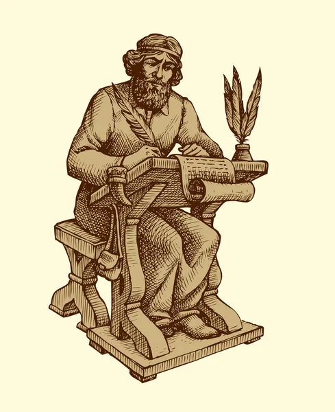 Wektor rysunek starożytnych kronikarz — Wektor stockowy
