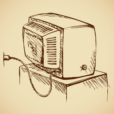 Retro Tv. Arkadan Görünüm. Vektör çizim