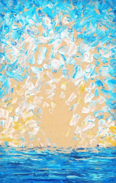 Abstrakt oljemaleri. Bakgrunn for blå himmel – stockfoto