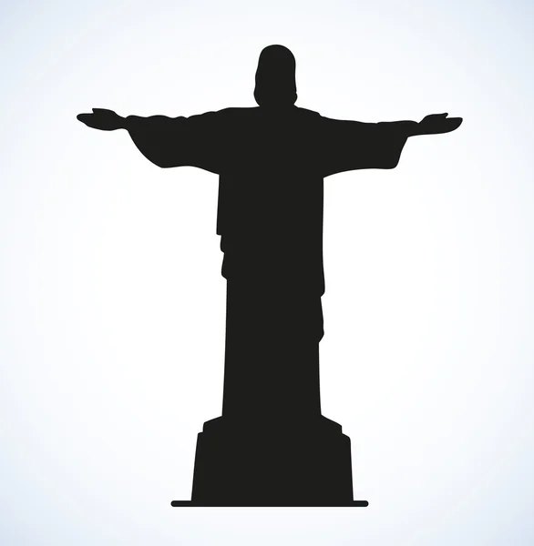 Cristo Redentor, Río de Janeiro, Brasil. Boceto vectorial — Vector de stock