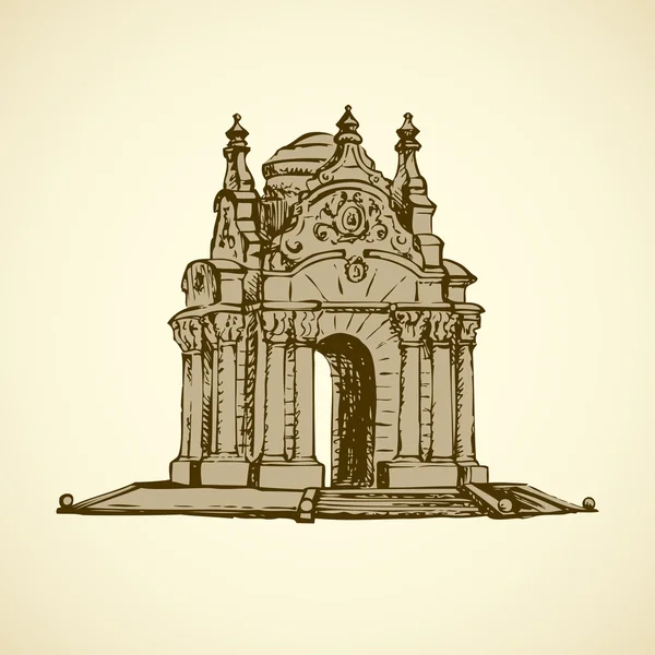 Luxe vintage gazebo. Vector tekening — Stockvector