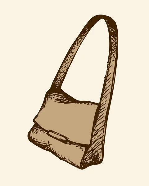 Bag with a long handle. Vector sketch — Stock Vector
