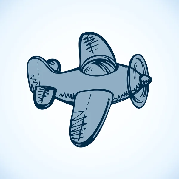 Speelgoed vliegtuig. Vector tekening — Stockvector
