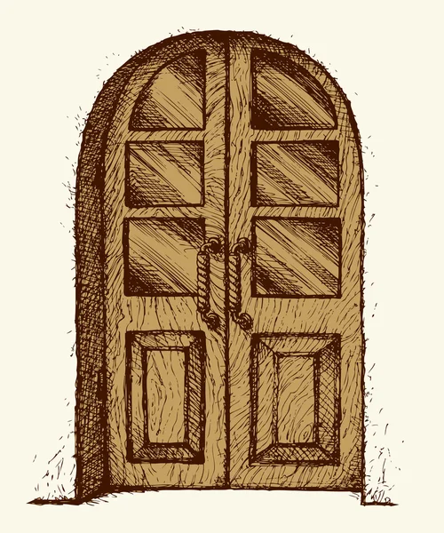 Puerta tallada con cristal. Dibujo vectorial — Archivo Imágenes Vectoriales