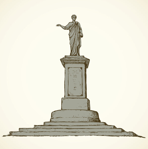 Monument to Duke de Richelieu. Odessa, Ukraine. Vector sketch