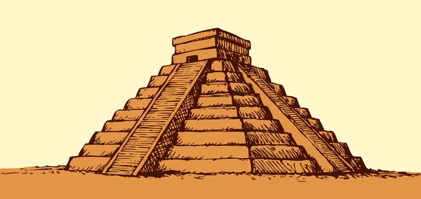 Tempel der Azteken. Vektorzeichnung — Stockvektor