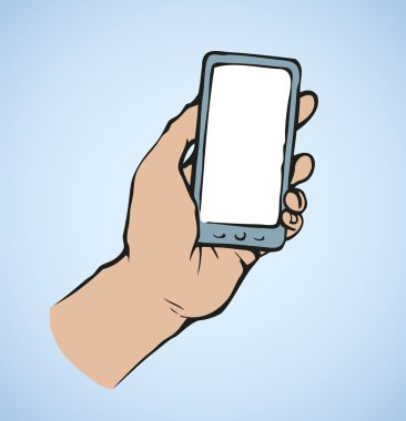 Elinde telefon. Vektör çizim