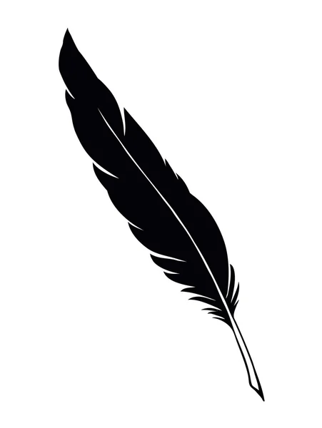 Dibujo vectorial pluma pájaro oscuro — Vector de stock