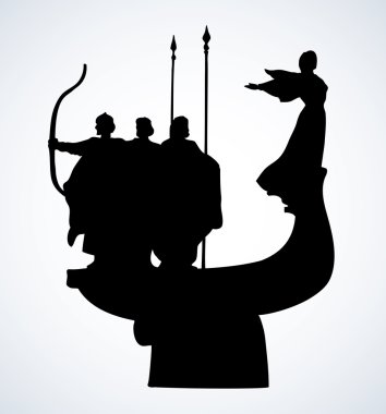 Monument to the founders of Kiev. Vector sketch clipart