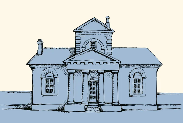 Ancien bâtiment d'un étage. Dessin vectoriel — Image vectorielle