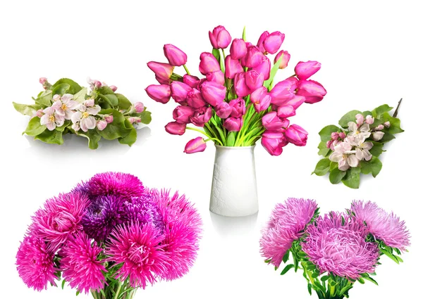 Bouquet di tulipani rossi in vaso bianco — Foto Stock