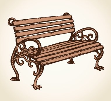 Park bankında. Vektör çizim