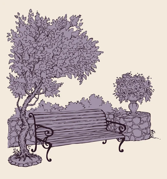 Bench in the park — Stock Vector