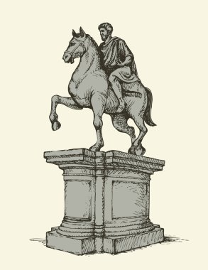 Statue of of Marcus Aurelius. Vector drawing clipart