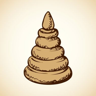 Oyuncak piramit Yüzükler üzerinden. Vektör çizim