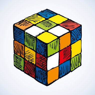 Rubik küpü simgesi. Vektör çizimi