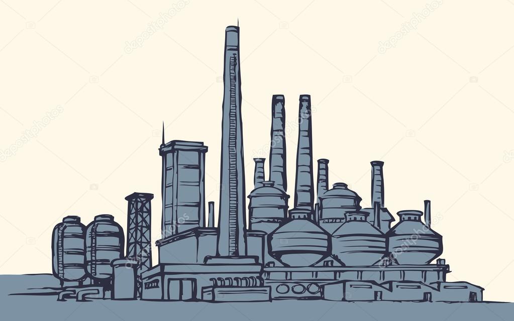 Large factory. Vector drawing