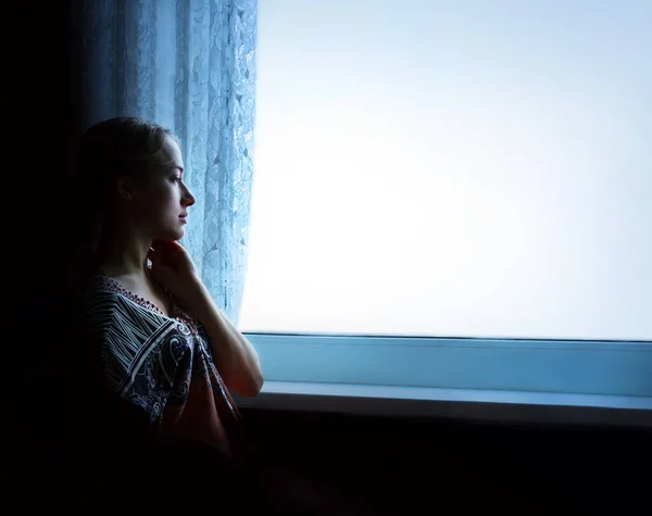 Piadosa Ortodoxa Solitaria Pura Preocupación Bastante Adulto Luz Blanca Dama — Foto de Stock