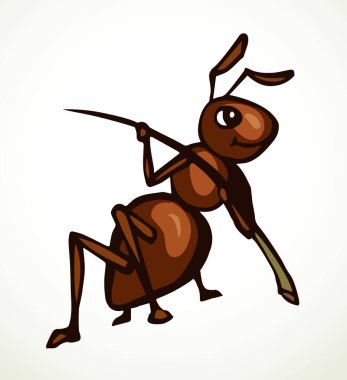 Büyük koyu arachnid köknar köknar ağacı karınca yuvası el çizimi gülümseme amblemi tasarımı. Doodle retro sanat çocuk çizgi roman tarzı detay görünümünü kaybeder küçük kağıt metin arkaplanı