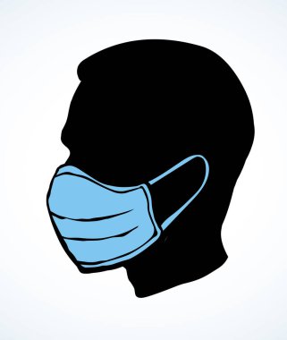 Yakından bakıldığında 2019 bağışıklık sistemi virüsü riski var. Grip, grip, insan ağzı, ağız kokusu Çinli erkek hemşire. Çinli personel, beyaz portre karikatür simgesi logo vektör grafik tarzını önemser